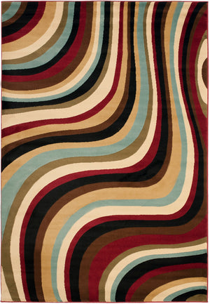 Safavieh Prl Exquisite Turkish Area Rug - Bold Waves Design For Sophisticated Living Spaces And Comfort Red ,Multi Polypropelene Pile Prl6855-4091-4
