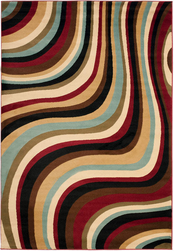 Safavieh Prl Exquisite Turkish Area Rug - Bold Waves Design For Sophisticated Living Spaces And Comfort Red ,Multi Polypropelene Pile Prl6855-4091-4