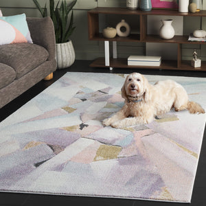 Safavieh Porcello Modern Elegance Area Rug - Abstract Design, Soft Durable Comfort For Living Spaces And More Blue ,Pink Polypropylene Prl6937j-5