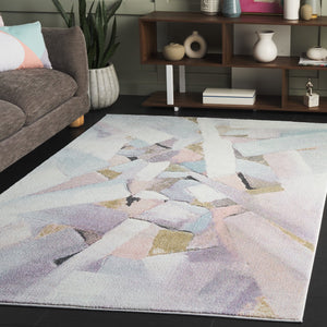 Safavieh Porcello Modern Elegance Area Rug - Abstract Design, Soft Durable Comfort For Living Spaces And More Blue ,Pink Polypropylene Prl6937j-5
