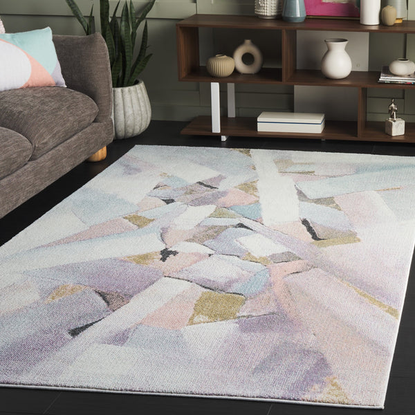 Safavieh Porcello Modern Elegance Area Rug - Abstract Design, Soft Durable Comfort For Living Spaces And More Blue ,Pink Polypropylene Prl6937j-5