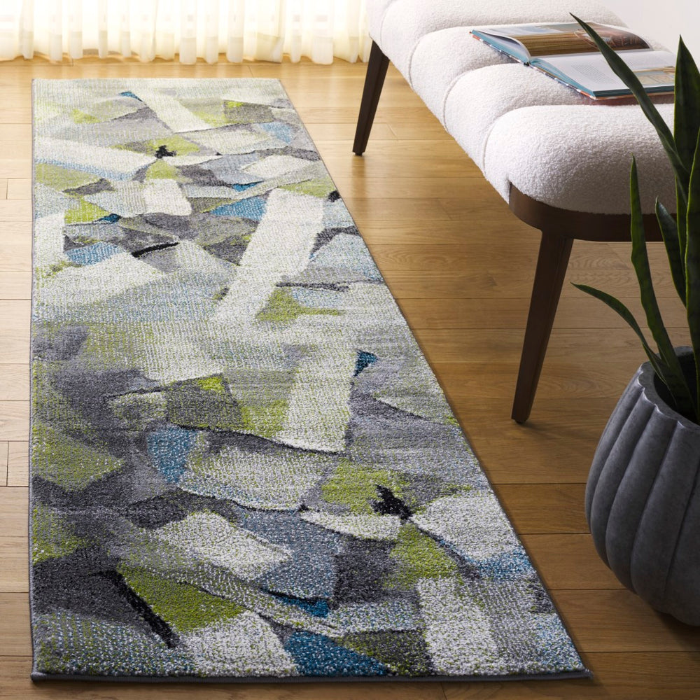 Safavieh Porcello Modern Abstract Area Rug - Luxurious Turkish Craftsmanship For Elegant Home Decor Green ,Grey Polypropylene Prl6937y-9