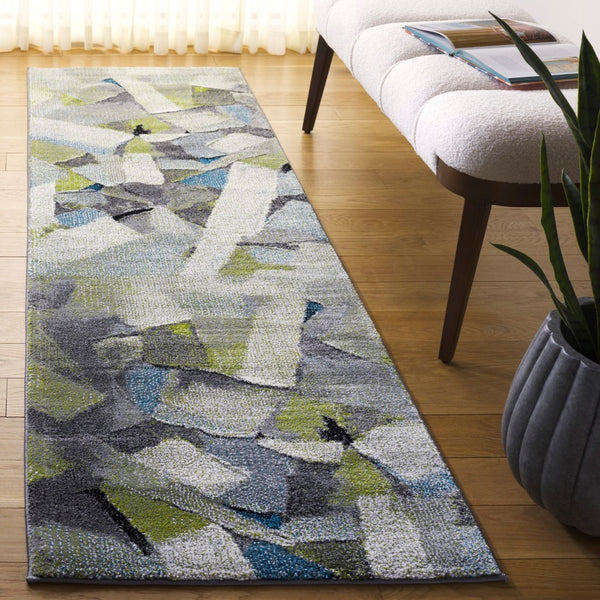 Safavieh Porcello Modern Abstract Area Rug - Luxurious Turkish Craftsmanship For Elegant Home Decor Green ,Grey Polypropylene Prl6937y-9