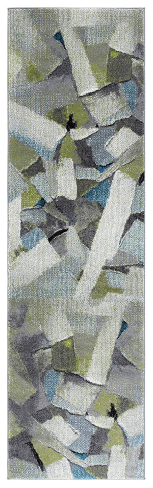 Safavieh Porcello Modern Abstract Area Rug - Luxurious Turkish Craftsmanship For Elegant Home Decor Green ,Grey Polypropylene Prl6937y-9