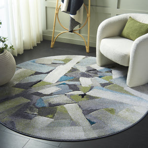 Safavieh Porcello Modern Elegance Area Rug - Abstract Design, Soft Durable Comfort For Living Spaces And More Green ,Grey Polypropylene Prl6937y-7r