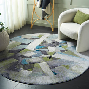 Safavieh Porcello Modern Abstract Area Rug - Luxurious Turkish Craftsmanship For Elegant Home Decor Green ,Grey Polypropylene Prl6937y-9
