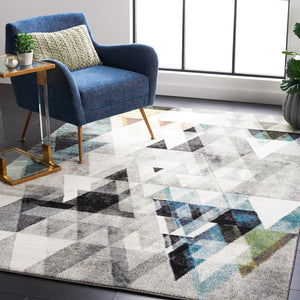 Safavieh Porcello Small Rectangle Area Rug - Contemporary Grey Blue Design, Durable & Easy To Clean Treasure Grey ,Blue Polypropylene Prl6938c-3