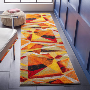 Safavieh Porcello Contemporary Geometric Rug In Vibrant Hues – Durable, Stylish, And Perfect For Modern Spaces Orange ,Red Polypropylene Prl6940p-5sq