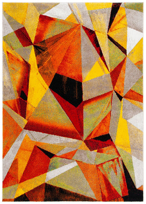 Safavieh Porcello Contemporary Geometric Rug In Vibrant Hues – Durable, Stylish, And Perfect For Modern Spaces Orange ,Red Polypropylene Prl6940p-5sq