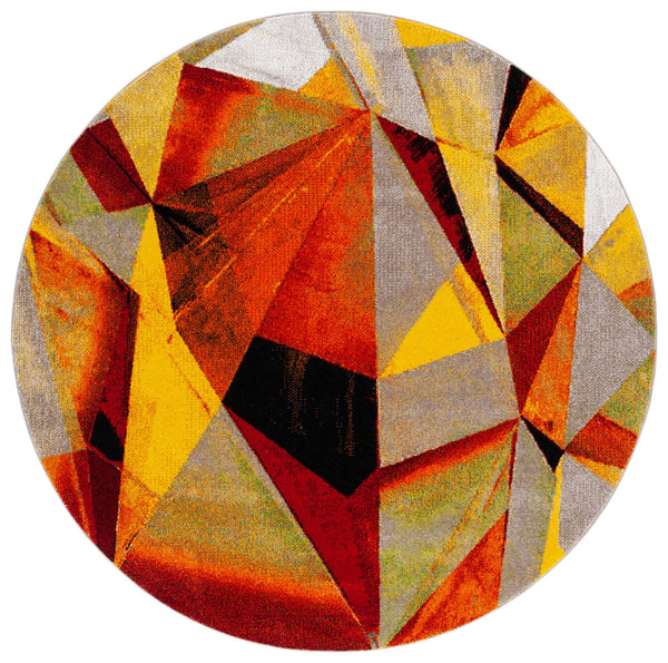 Safavieh Porcello Contemporary Geometric Rug In Vibrant Hues – Durable, Stylish, And Perfect For Modern Spaces Orange ,Red Polypropylene Prl6940p-5sq