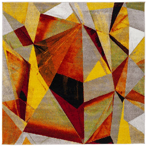 Safavieh Porcello Contemporary Geometric Rug In Vibrant Hues – Durable, Stylish, And Perfect For Modern Spaces Orange ,Red Polypropylene Prl6940p-5sq