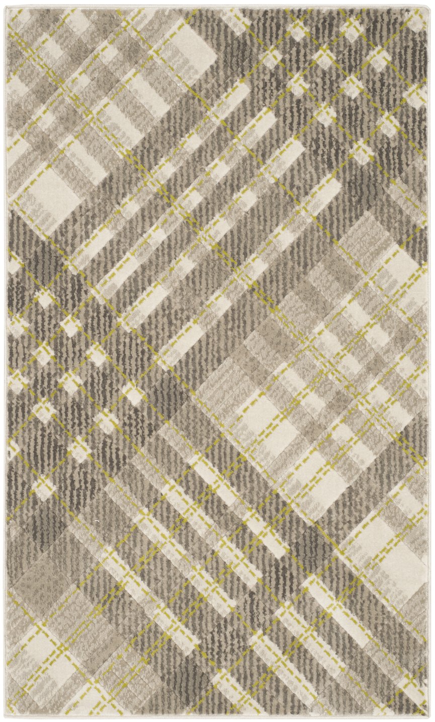 Safavieh Porcello Contemporary Area Rug - Stylish Geometric Design With Subtle Yellow Accents For Any Space Grey ,Dark Grey Polypropylene Pile Prl7694a-4