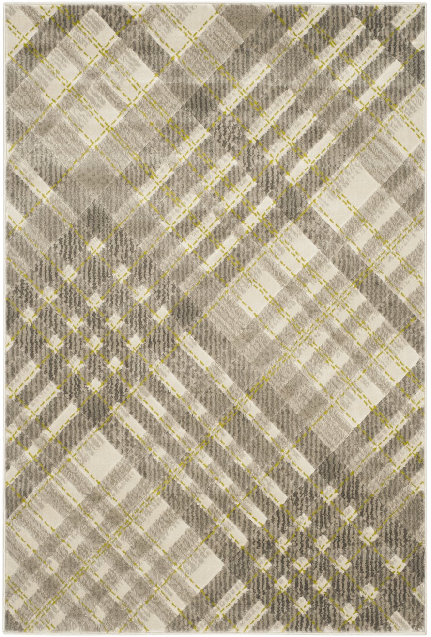 Safavieh Porcello Contemporary Area Rug - Stylish Geometric Design With Subtle Yellow Accents For Any Space Grey ,Dark Grey Polypropylene Pile Prl7694a-4