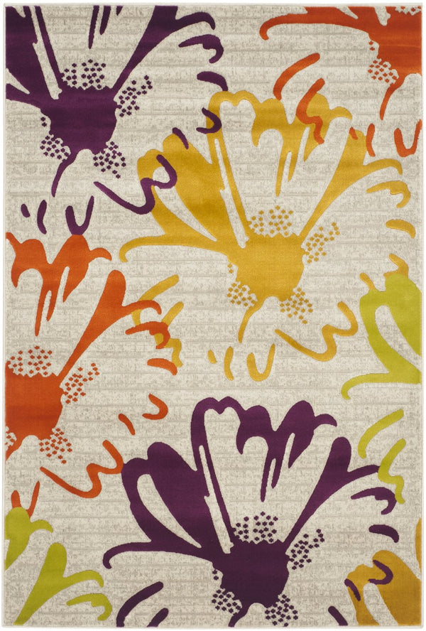 Safavieh Porcello Contemporary Light Grey And Purple Area Rug – Stylish 4'1" X 6' Rectangle For Modern Spaces Light Grey ,Purple Polypropylene Pile Prl7724b-4