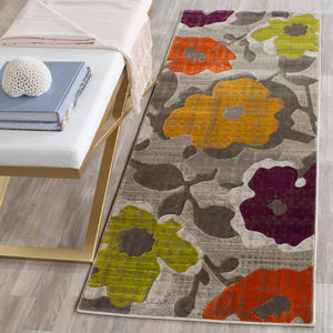 Safavieh Porcello Contemporary Power-loomed Area Rug With Floral Design For Modern Home Decor Elegance Grey ,Yellow Polypropylene Pile Prl7726c-29