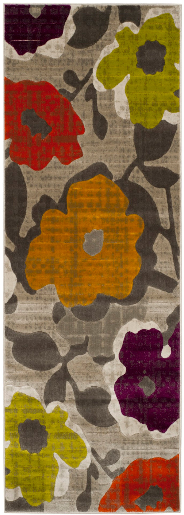 Safavieh Porcello Contemporary Power-loomed Area Rug With Floral Design For Modern Home Decor Elegance Grey ,Yellow Polypropylene Pile Prl7726c-29