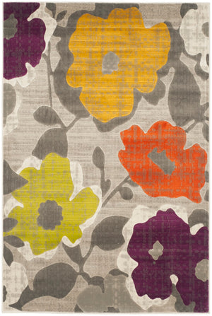 Safavieh Porcello Contemporary Power-loomed Area Rug With Floral Design For Modern Home Decor Elegance Grey ,Yellow Polypropylene Pile Prl7726c-29