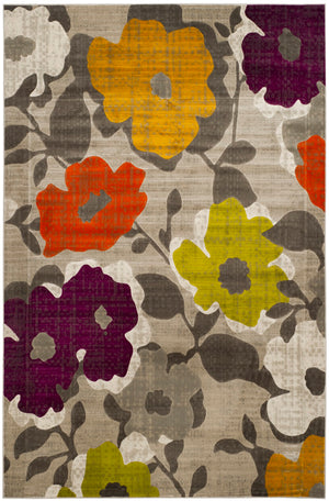 Safavieh Porcello Contemporary Power-loomed Area Rug With Floral Design For Modern Home Decor Elegance Grey ,Yellow Polypropylene Pile Prl7726c-29