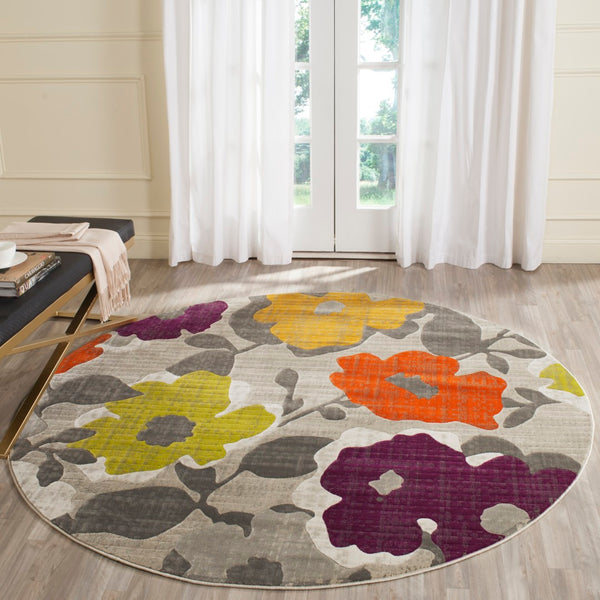 Safavieh Porcello Contemporary Power-loomed Area Rug With Floral Design For Modern Home Decor Elegance Grey ,Yellow Polypropylene Pile Prl7726c-29