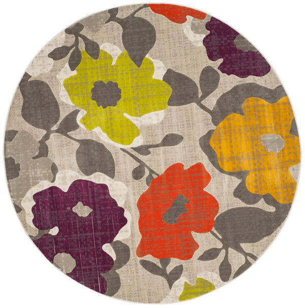 Safavieh Porcello Contemporary Power-loomed Area Rug With Floral Design For Modern Home Decor Elegance Grey ,Yellow Polypropylene Pile Prl7726c-29