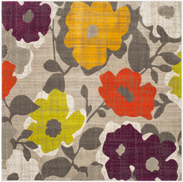 Safavieh Porcello Contemporary Power-loomed Area Rug With Floral Design For Modern Home Decor Elegance Grey ,Yellow Polypropylene Pile Prl7726c-29