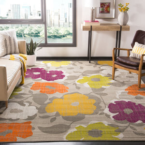 Safavieh Porcello Contemporary Power-loomed Area Rug With Floral Design For Modern Home Decor Elegance Grey ,Yellow Polypropylene Pile Prl7726c-29