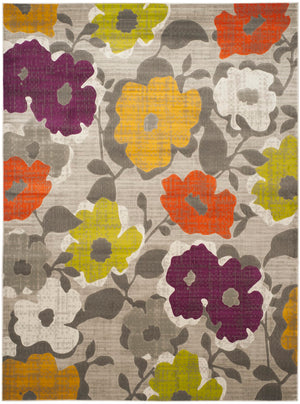 Safavieh Porcello Contemporary Power-loomed Area Rug With Floral Design For Modern Home Decor Elegance Grey ,Yellow Polypropylene Pile Prl7726c-29
