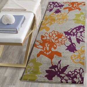 Safavieh Porcello Runner Area Rug - Elegant Floral Design For Modern Spaces, Durable & Stylish Home Decor Light Grey ,Purple Polypropylene Pile Prl7729b-27