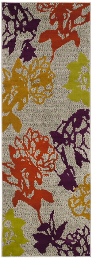 Safavieh Porcello Runner Area Rug - Elegant Floral Design For Modern Spaces, Durable & Stylish Home Decor Light Grey ,Purple Polypropylene Pile Prl7729b-27
