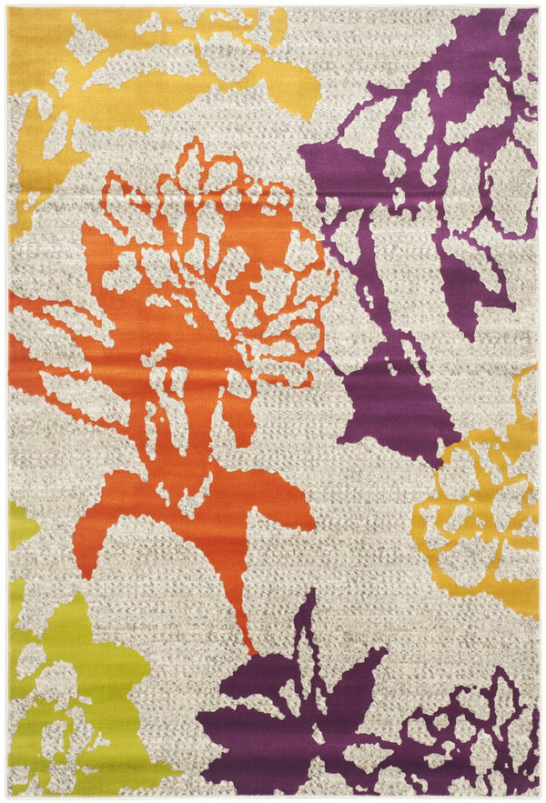 Safavieh Porcello Runner Area Rug - Elegant Floral Design For Modern Spaces, Durable & Stylish Home Decor Light Grey ,Purple Polypropylene Pile Prl7729b-4