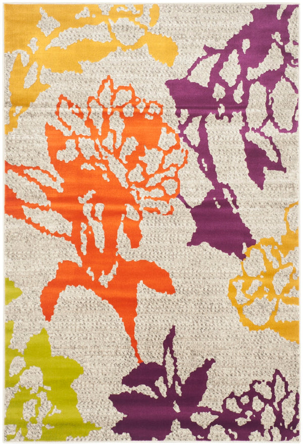 Safavieh Porcello Contemporary Floral Area Rug - Stylish Design, Durable Construction For Modern Spaces Light Grey ,Purple Polypropylene Pile Prl7729b-3