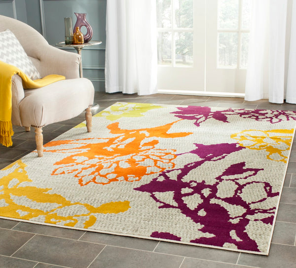 Safavieh Porcello Contemporary Floral Area Rug - Stylish Design, Durable Construction For Modern Spaces Light Grey ,Purple Polypropylene Pile Prl7729b-3