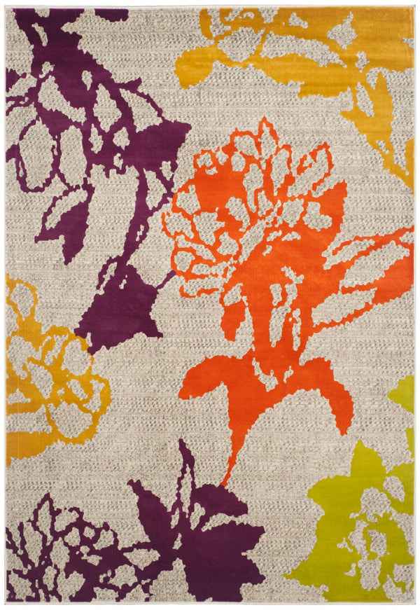 Safavieh Porcello Contemporary Floral Area Rug - Stylish Design, Durable Construction For Modern Spaces Light Grey ,Purple Polypropylene Pile Prl7729b-3