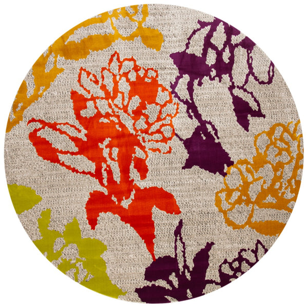 Safavieh Porcello Contemporary Floral Area Rug - Stylish Design, Durable Construction For Modern Spaces Light Grey ,Purple Polypropylene Pile Prl7729b-3