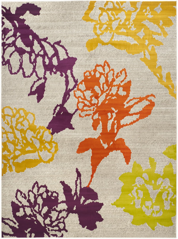 Safavieh Porcello Contemporary Floral Area Rug - Stylish Design, Durable Construction For Modern Spaces Light Grey ,Purple Polypropylene Pile Prl7729b-3