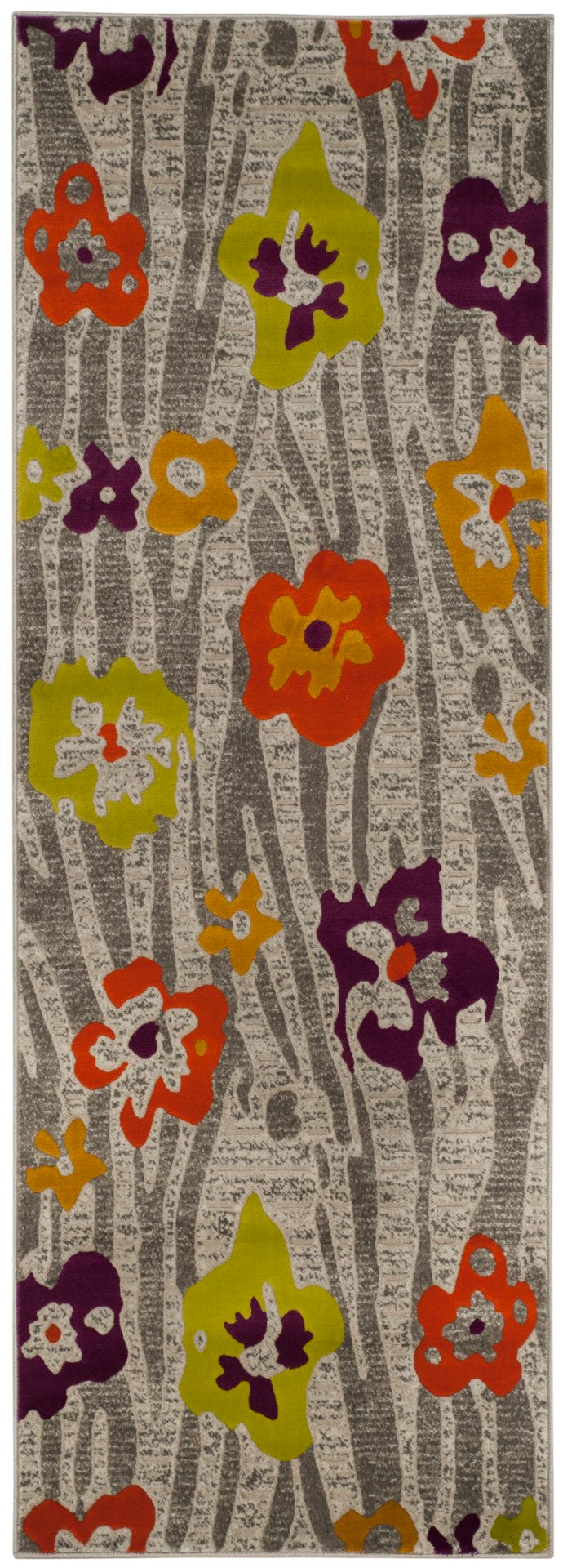 Safavieh Porcello Contemporary Area Rug With Bold Floral Patterns - Elevate Your Space With Stylish Elegance Light Grey ,Purple Polypropylene Pile Prl7730b-4