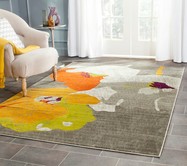 Safavieh Porcello Contemporary Turkish Area Rug With Abstract Botanic Motifs For Stylish Home Decor Update Dark Grey ,Ivory Polypropylene Pile Prl7731d-4