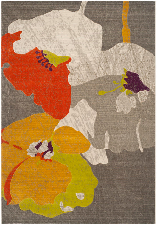 Safavieh Porcello Contemporary Turkish Area Rug With Abstract Botanic Motifs For Stylish Home Decor Update Dark Grey ,Ivory Polypropylene Pile Prl7731d-4