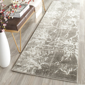 Safavieh Porcello Contemporary Runner Rug - Stylish Abstract Design For Hallways And Kitchens, Durable Elegance Grey ,Dark Grey Polypropylene Pile Prl7732a-27