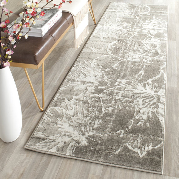 Safavieh Porcello Contemporary Runner Rug - Stylish Abstract Design For Hallways And Kitchens, Durable Elegance Grey ,Dark Grey Polypropylene Pile Prl7732a-27