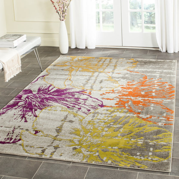 Safavieh Porcello Contemporary Runner Rug - Stylish Abstract Design For Hallways And Kitchens, Durable Elegance Ivory ,Grey Polypropylene Pile Prl7732e-5