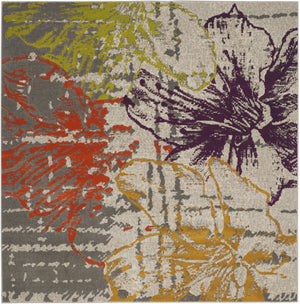 Safavieh Porcello Contemporary Runner Rug - Stylish Abstract Design For Hallways And Kitchens, Durable Elegance Ivory ,Grey Polypropylene Pile Prl7732e-7sq