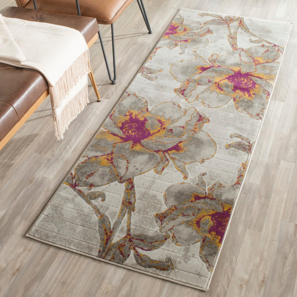 Safavieh Porcello Contemporary Floral Area Rug - Elegant Design, Durable Craftsmanship For Modern Spaces Ivory ,Grey Polypropylene Pile Prl7733e-4