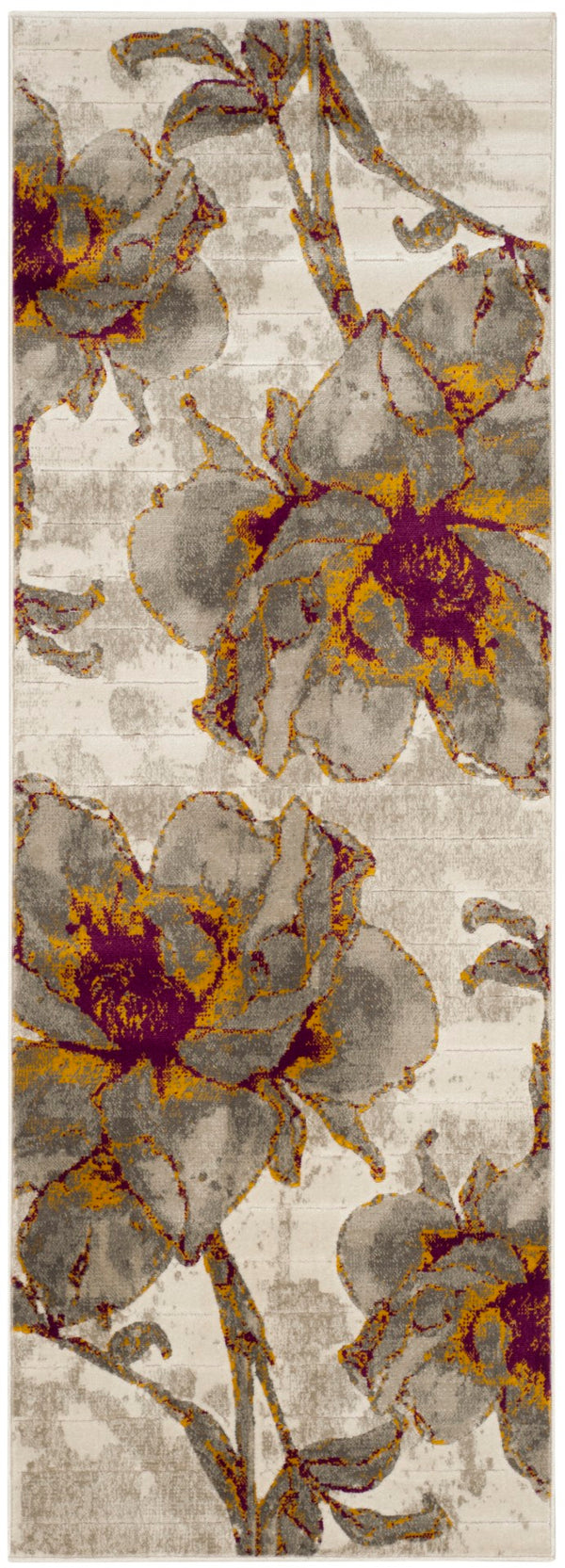 Safavieh Porcello Contemporary Floral Area Rug - Elegant Design, Durable Craftsmanship For Modern Spaces Ivory ,Grey Polypropylene Pile Prl7733e-4