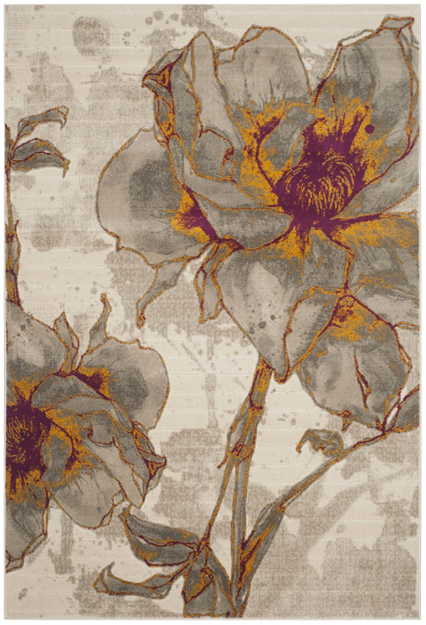 Safavieh Porcello Contemporary Floral Area Rug - Elegant Design, Durable Craftsmanship For Modern Spaces Ivory ,Grey Polypropylene Pile Prl7733e-4