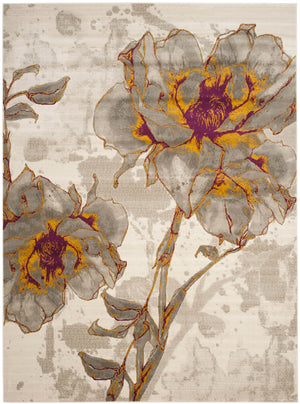 Safavieh Porcello Contemporary Floral Area Rug - Elegant Design, Durable Craftsmanship For Modern Spaces Ivory ,Grey Polypropylene Pile Prl7733e-4