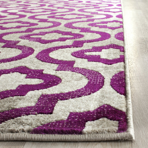Safavieh Porcello Contemporary Runner Rug In Elegant Light Grey And Purple Geometric Design For Home Decor Light Grey ,Purple Polypropylene Pile Prl7734b-27
