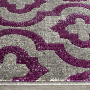 Safavieh Porcello Contemporary Runner Rug In Elegant Light Grey And Purple Geometric Design For Home Decor Light Grey ,Purple Polypropylene Pile Prl7734b-27