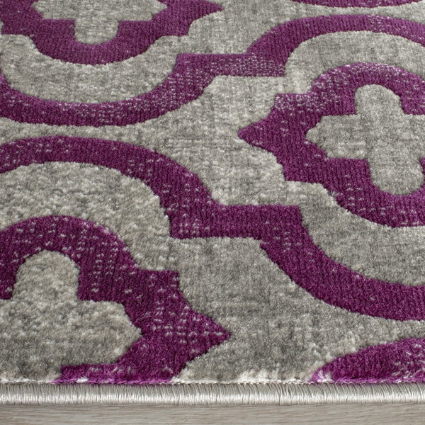 Safavieh Porcello Contemporary Runner Rug In Elegant Light Grey And Purple Geometric Design For Home Decor Light Grey ,Purple Polypropylene Pile Prl7734b-27