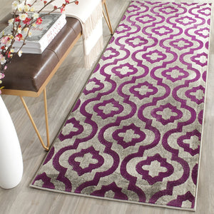 Safavieh Porcello Contemporary Runner Rug In Elegant Light Grey And Purple Geometric Design For Home Decor Light Grey ,Purple Polypropylene Pile Prl7734b-27